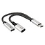 Premium USB-C - 2x USB-C data/laden splitter | USB2.0 | OTG | PD 60W | nylon | 0,15 meter