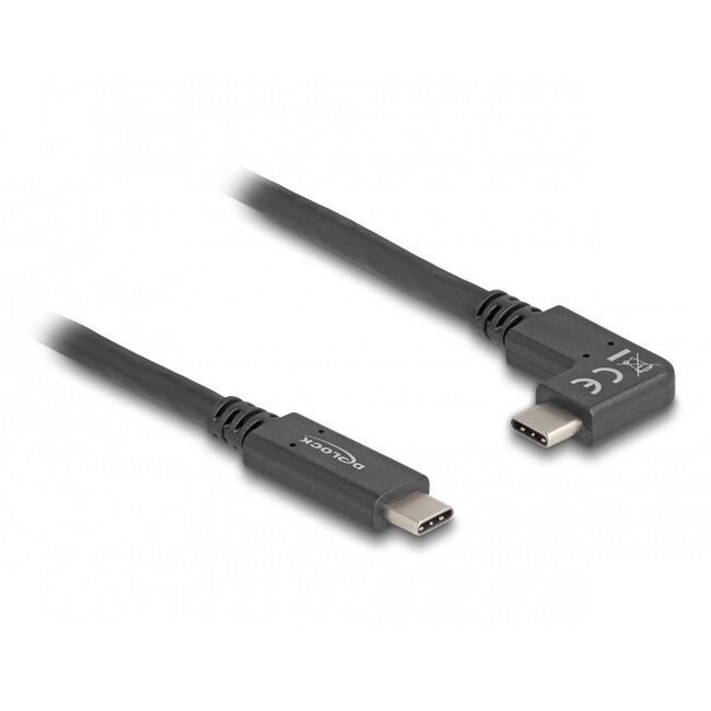 USB-C kabel | haaks (links/rechts) | USB3.1 10 Gbps | PD 60W | 4K 60Hz | zwart | 1 meter