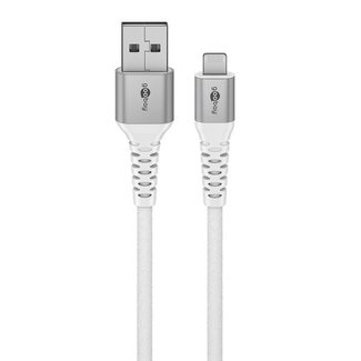 Goobay Goobay Lightning - USB-A Supersoft Textile kabel | USB2.0 | PD 60W | wit | 3 meter