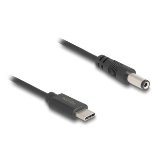 DeLOCK USB-C - DC plug kabel | 5,5 x 2,1mm | max. 5V/1,5A (7,5W) | zwart | 1 meter
