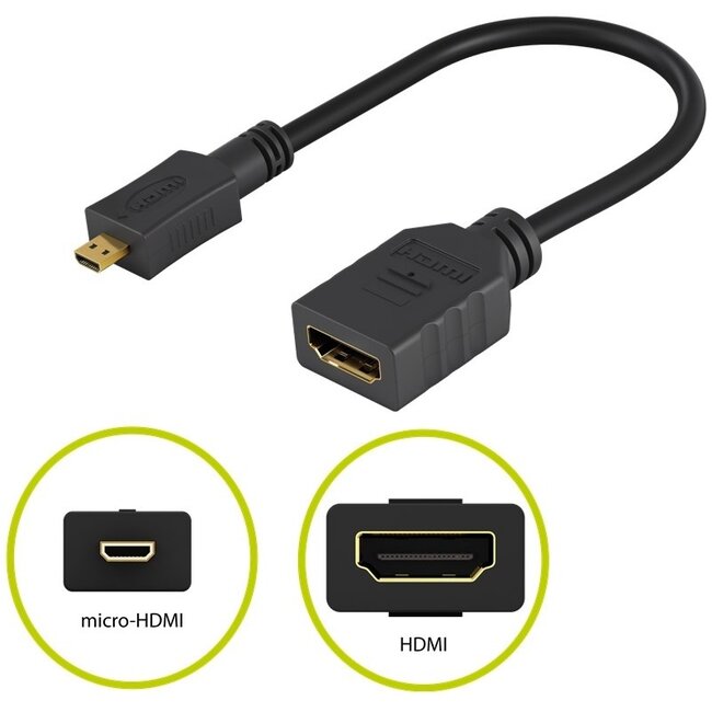 Micro HDMI - HDMI adapter | HDMI2.0 (4K 60Hz) | zwart | 0,15 meter