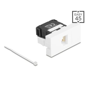 DeLOCK Delock Easy 45 Module RJ45 jack to LSA Cat.6A 180° toolfree black / white
