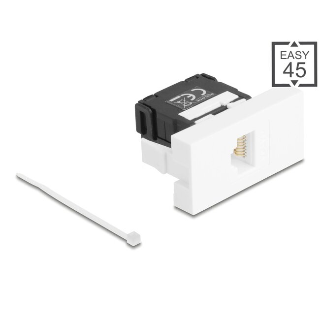 Delock Easy 45 Module RJ45 jack to LSA Cat.6A 180° toolfree black / white