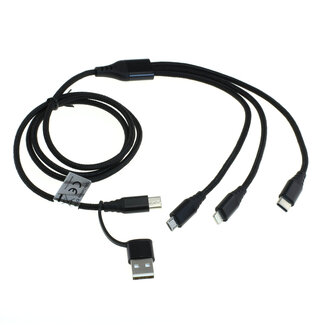 OTB OTB Ladekabel 3in1 + USB-Adapter - kompatibel zu iPhone / Micro-USB / USB-C - 1,0m - schwarz
