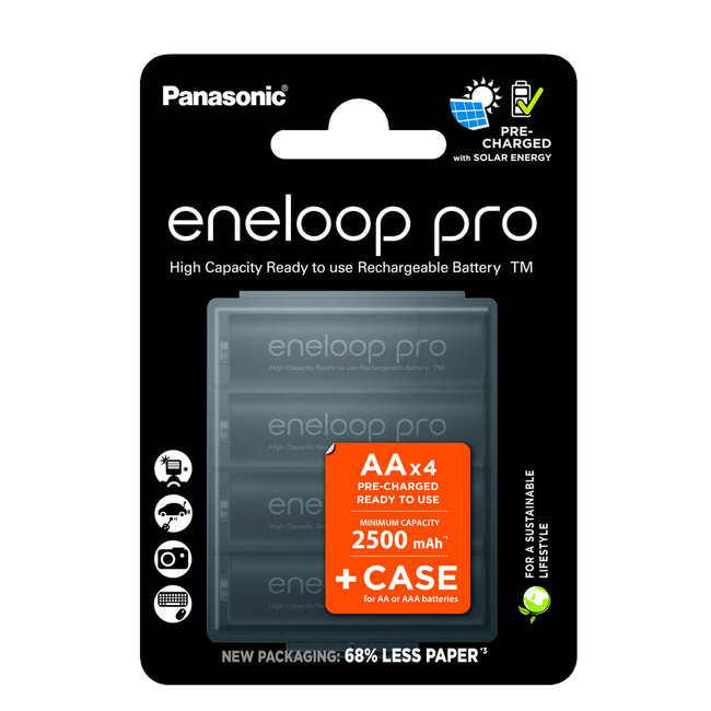 Panasonic eneloop pro 4x AA 2500mAh - 4er Blister + Box (BK-3HCDEC4BE)