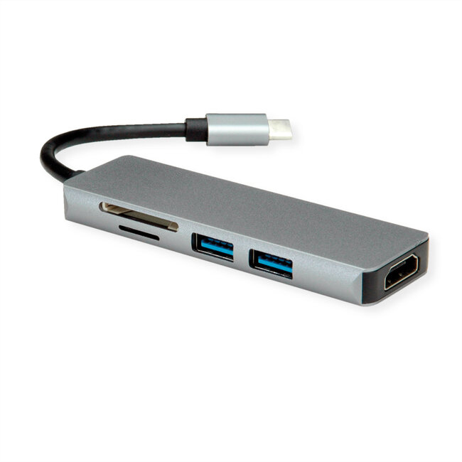 ROLINE Dockingstation USB Type C, 4K HDMI, USB 3.2 Gen 1, SD/MicroSD