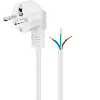 Goobay CEE 7/7 haaks - 3-aderig open eind stroomkabel | 3x 0,75mm | wit | 1,5 meter