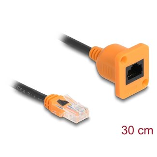 DeLOCK Delock D-Type RJ45 cable plug to jack Cat.5e UTP orange / black 30 cm