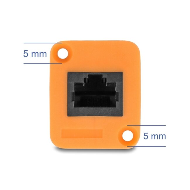 Delock D-Type RJ45 cable plug to jack Cat.5e UTP orange / black 30 cm