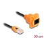 Delock D-Type RJ45 cable plug to jack Cat.5e UTP orange / black 30 cm