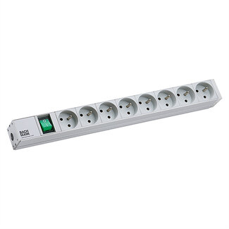 Bachmann BACHMANN 19"-Steckdosenleiste 1HE 8xUTE 1xSchalter, Aluminium