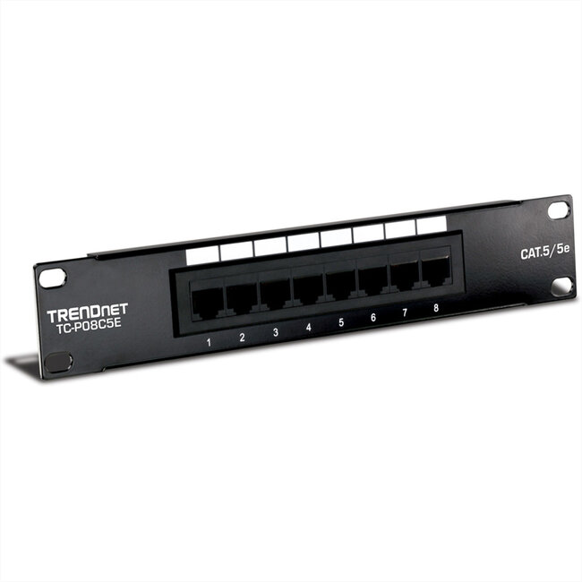 TRENDnet TC-P08C5E 10" Patchpaneel, 8-poorts Cat. 5e niet afgeschermd