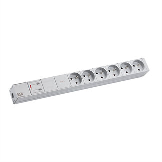 Bachmann BACHMANN 19"-Steckdosenleiste 1HE 6xUTE 1xGVS, 2 m
