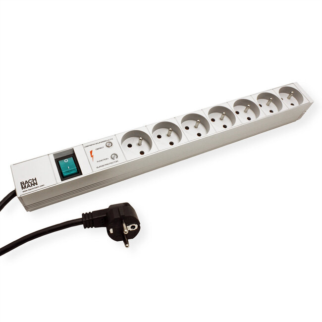 BACHMANN 1HE 7xUTE 1xSchakelaar 1xOverspannings beveiliging, 2 m