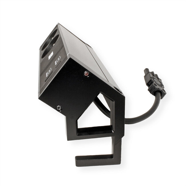 BACHMANN DESK2 2xUTE 1xUSB A/C 22W, GST18 RAL9005, schwarz, 0,2 m