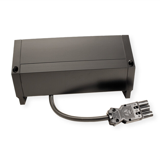 BACHMANN DESK2 2xUTE 1xUSB A/C 22W, GST18 RAL9005, schwarz, 0,2 m