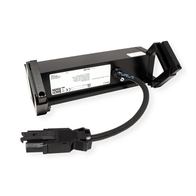 BACHMANN DESK2 2xUTE 1xUSB A/C 22W, GST18 RAL9005, schwarz, 0,2 m