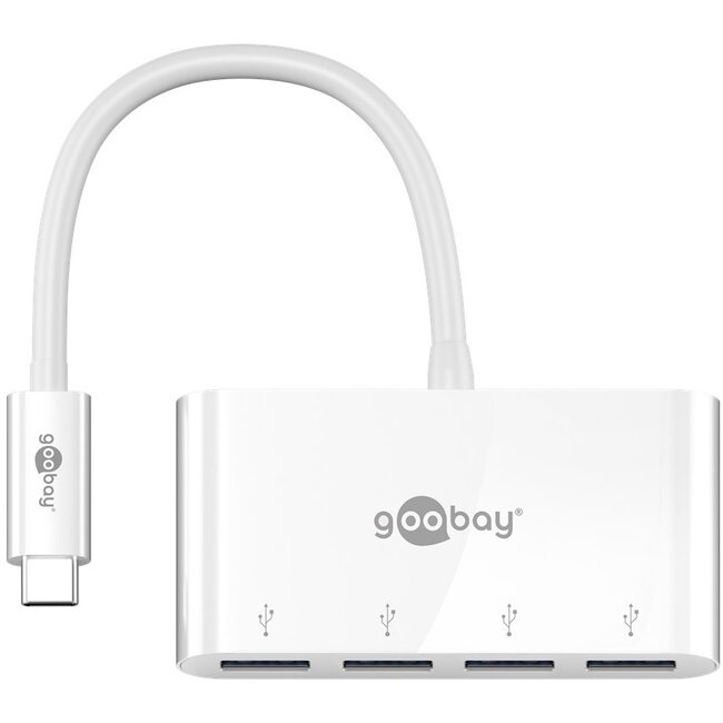 Goobay USB-C hub met 4 poorten - busgevoed - USB3.0 / wit - 0,15 meter