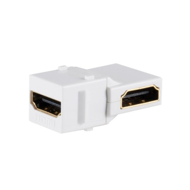 HDMI haaks (90° beneden) Keystone module | HDMI2.0 (4K 60Hz + HDR) | wit
