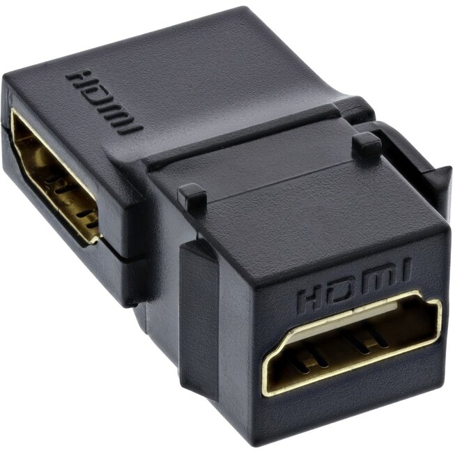 HDMI haaks (90° beneden) Keystone module | HDMI2.0 (4K 60Hz + HDR) | zwart