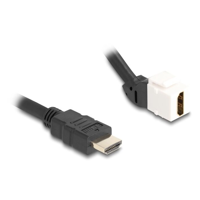 HDMI haaks (45° boven) Keystone module - HDMI (m) | HDMI2.1 (8K 60Hz + HDR) | wit | 0,20 meter