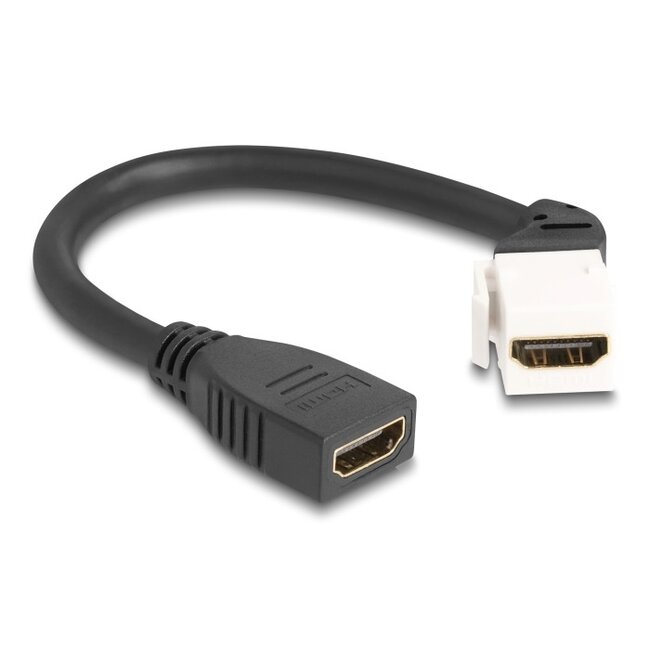 HDMI haaks (45° boven) Keystone module - HDMI (v) | HDMI2.1 (8K 60Hz + HDR) | wit | 0,20 meter