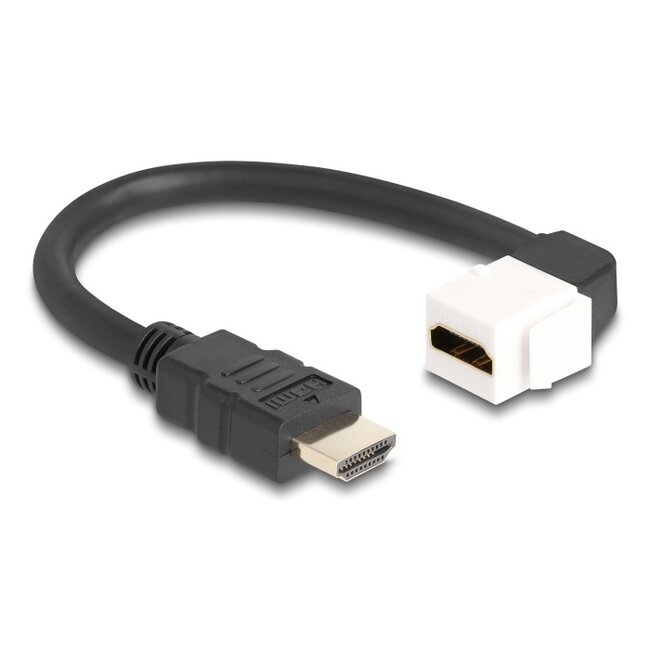 HDMI haaks (90° beneden) Keystone module - HDMI (m) | HDMI2.1 (8K 60Hz + HDR) | wit | 0,20 meter