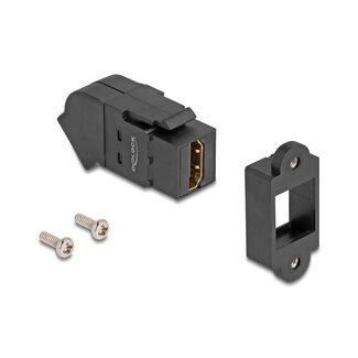 DeLOCK HDMI haaks (45°) Keystone module | met inbouwframe | HDMI2.1 (8K 60Hz + HDR) | zwart