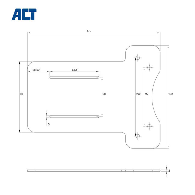 VESA-adapterplaat voor ACT USB-C docking station AC7150