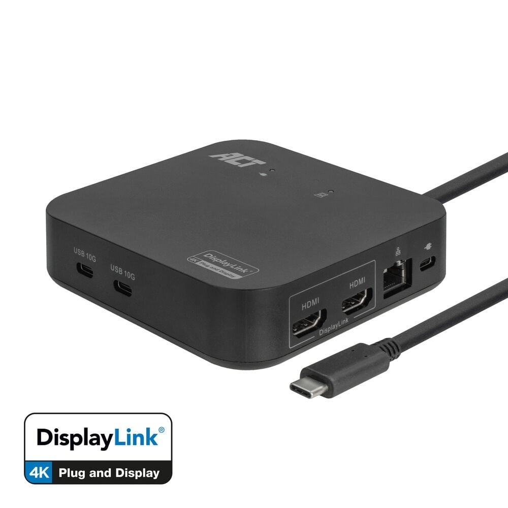 ACT AC7150 laptop dock & poortreplicator Bedraad USB 3.2 Gen 2 (3.1 Gen 2) Type-C Zwart