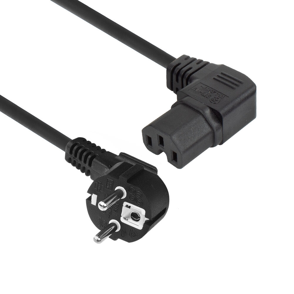 ACT Netsnoer CEE 7/7 male (haaks) - C15 (haaks rechts) IEC60320 zwart 1.5 m