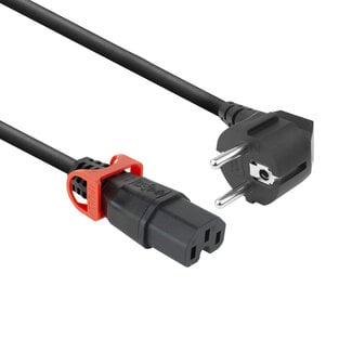 ACT C15 (recht met IEC Lock+) - CEE 7/7 (haaks) stroomkabel | 3x 1,00mm (rubber) | zwart | 2 meter