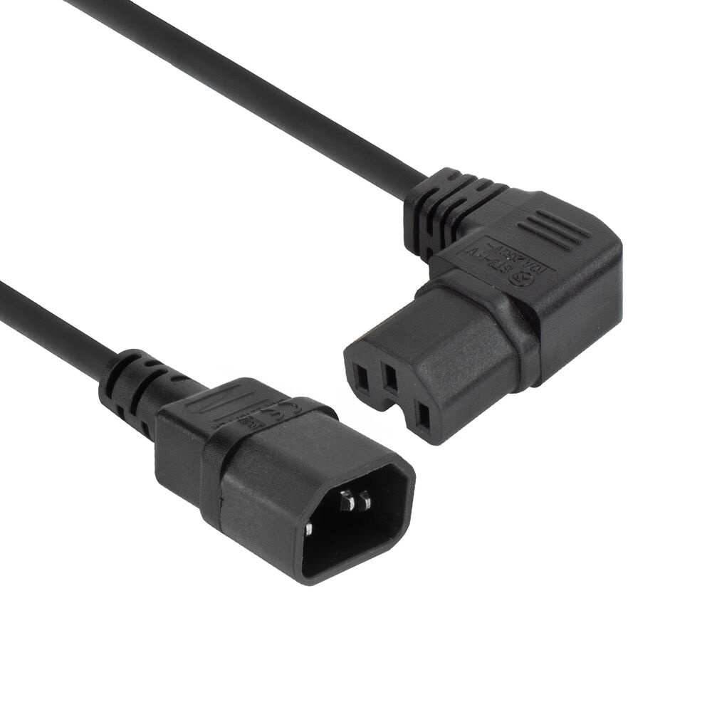 ACT Netsnoer C14 - C15 (haaks rechts) IEC60320 zwart 2 m