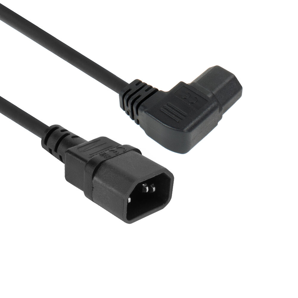 ACT Netsnoer C14 - C15 (haaks links) IEC60320 zwart 1.2 m