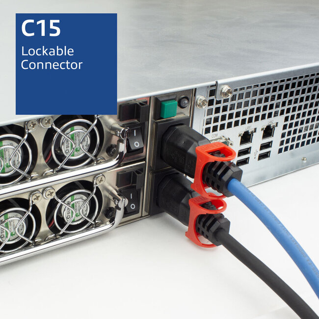 Dual IEC Lock C15 - C14 stroomkabel voor UPS/PDU | 3x 1.00mm (rubber) | blauw | 1 meter