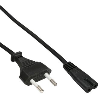 Goobay C7 (recht) - CEE 7/16 (recht) stroomkabel - 2x 0,75mm / zwart - 1,8 meter