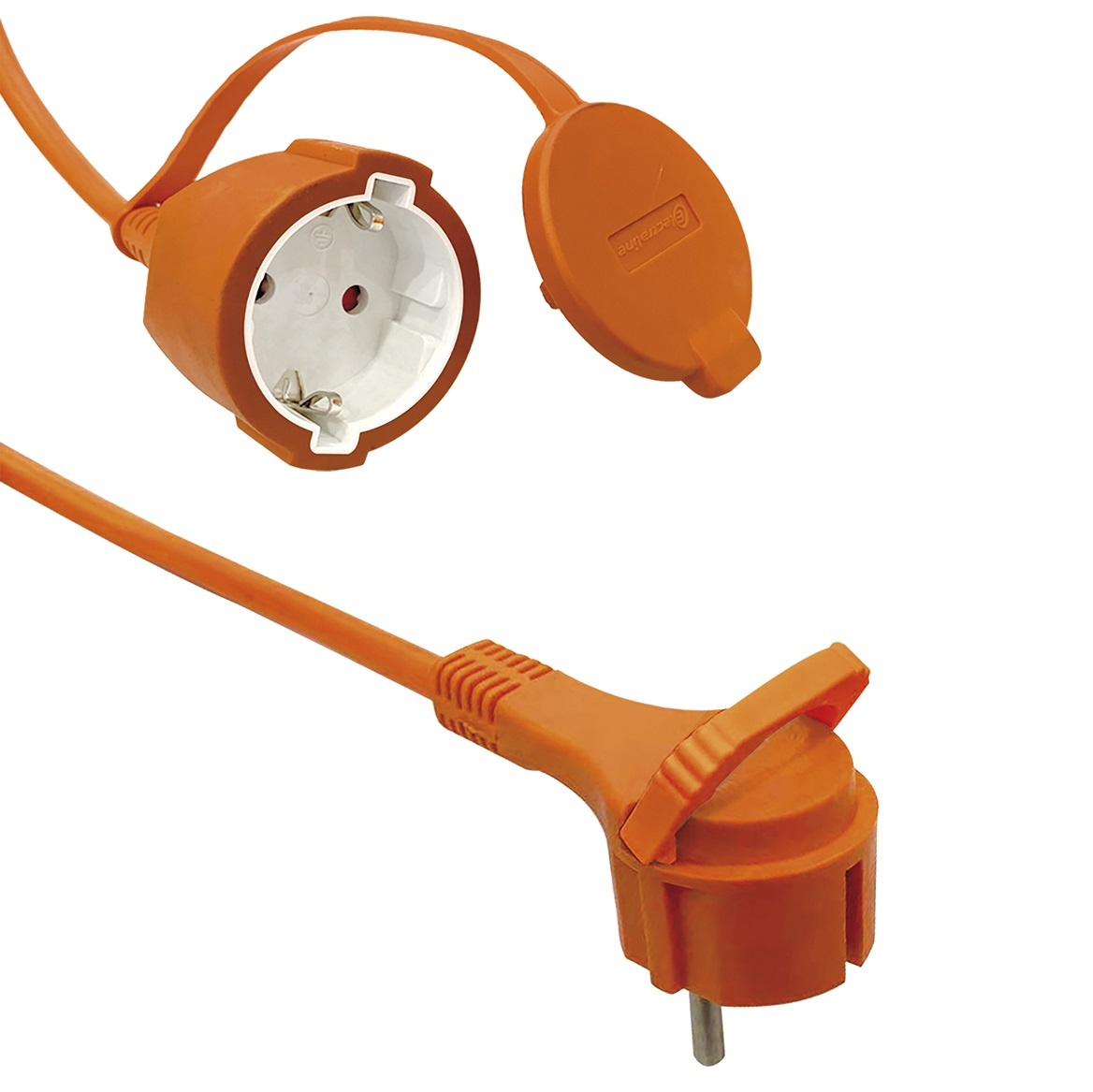 Stroom Verlengkabel - Haakse Platte Schuko - Geaard - 3 x 1,5mm2 - Oranje - 50 meter