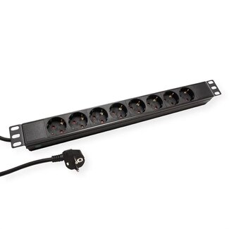 Value 19 inch stekkerdoos | CEE 7/7 - 8x CEE 7/3 | 1U | zwart  | 3 meter