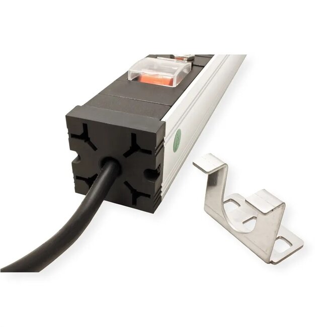 19 inch stekkerdoos | schakelaar | CEE 7/7 - 7x CEE 7/3 | 1U | aluminium | 3 meter