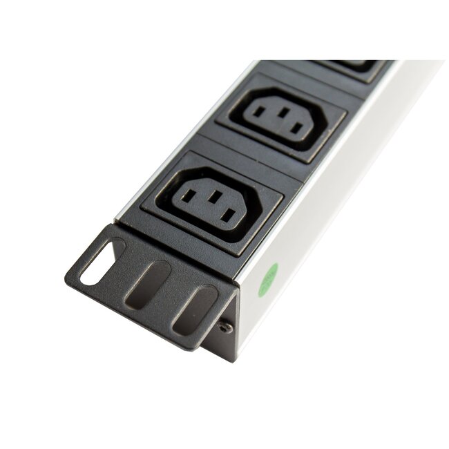 19 inch stekkerdoos | schakelaar | CEE 7/7 - 8x IEC C13 | 1U | aluminium | 1,8 meter