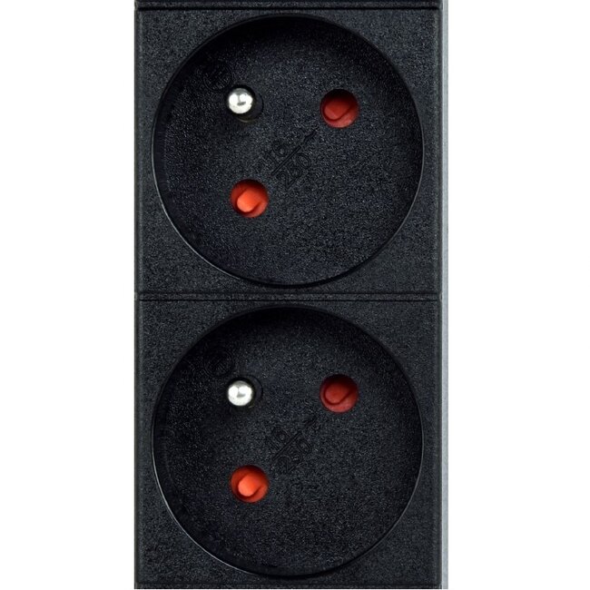19 inch stekkerdoos | schakelaar | CEE 7/7 - 9x CEE 7/5 (België) | 1U | zwart | 2 meter