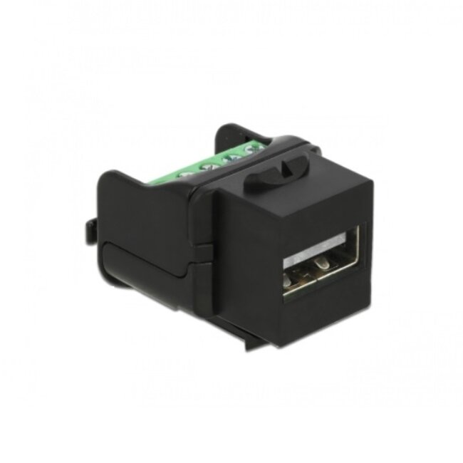 USB-A - terminal block Keystone module | USB2.0 | zwart