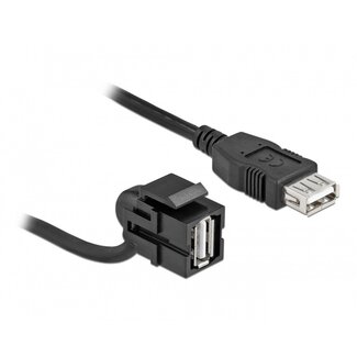 DeLOCK USB-A haaks (110° beneden) Keystone module - USB-A (v) | USB2.0 | zwart | 0,30 meter