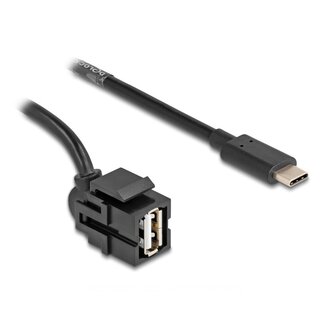 DeLOCK USB-A haaks (110° boven) Keystone module - USB-C (m) | USB2.0 | zwart | 1,5 meter