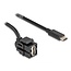 USB-A haaks (110° boven) Keystone module - USB-C (m) | USB2.0 | zwart | 1,5 meter