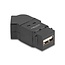 USB-A haaks (45°) Keystone module | met inbouwframe | USB2.0 | zwart