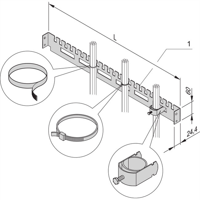 SCHROFF Varistar kabelopvangrail voor kastbreedte, 600W