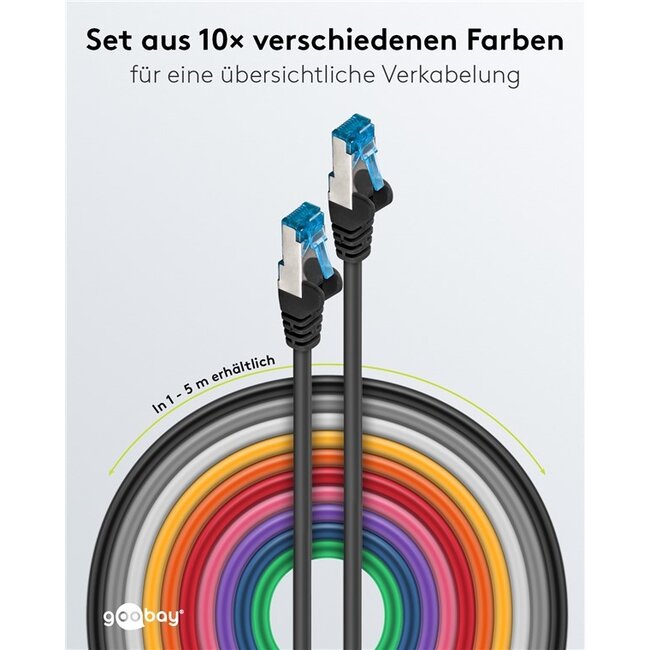 Goobay CAT 6A Patch Cable S/FTP (PiMF), 1 m, Set in 10 Colours
