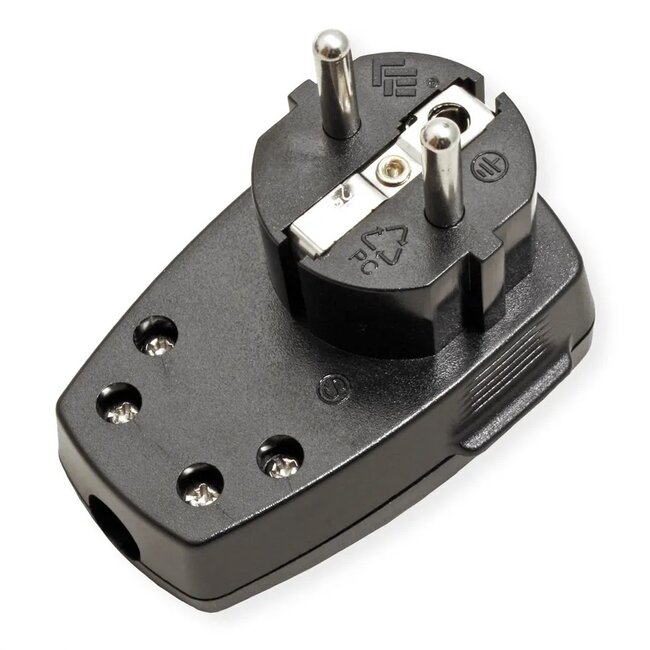 Bachmann CEE 7/7 geaarde stroomstekker | schakelaar | haaks | zwart