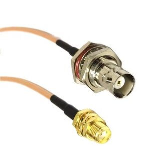 Universal SMA (v) inbouw - BNC (v) inbouw adapter kabel | RG316 | 50 Ohm | 0,30 meter
